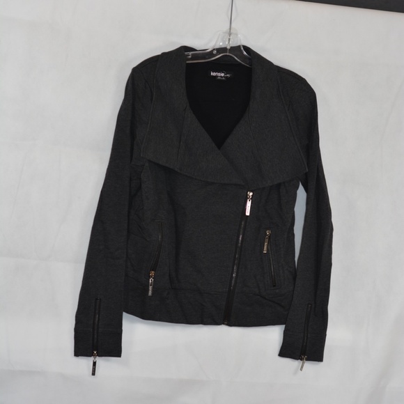 Kensie Grey Knit Bomber Style Jacket SZ L NWOT - Picture 5 of 7